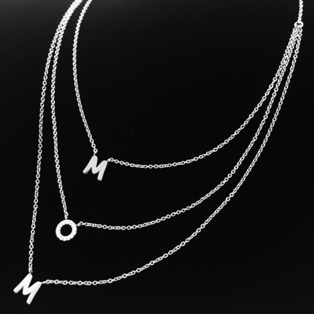 Silver-Tone Cubic Zirconia MOM Pendant Necklace